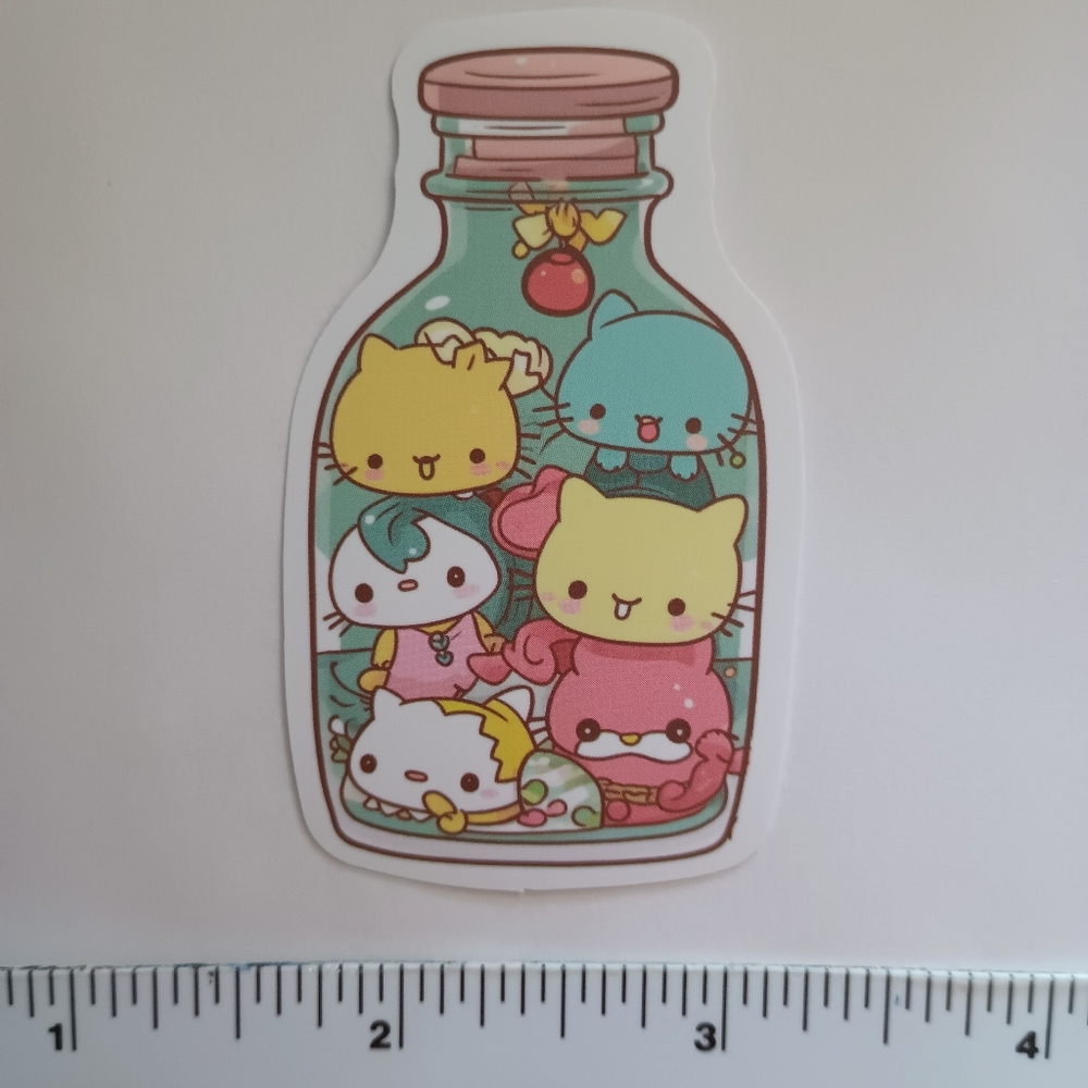 15/$15 Jar Nature Cat Hello Kitty Kittens Scene Flower Decal Sticker